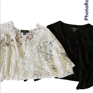 Karen Kane small black and white lace tunic blouse bundle